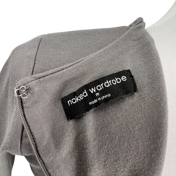 Naked Wardrobe Womens Extra Butter Long Sleeve Midi Dress Charcoal Gray Medium M - Picture 8 of 11